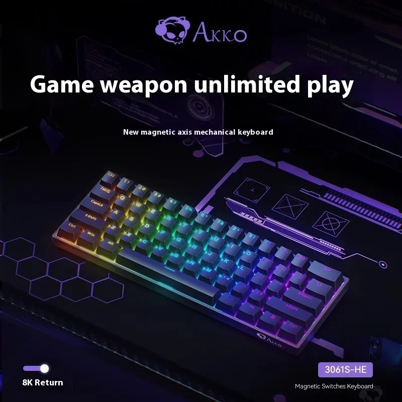 Akko 3061S-HE Black Word Transparent Wired Mechanical Keyboard RGB Sakuren Magnetic Axis 61 Keys Office Gaming Keyboard Gift