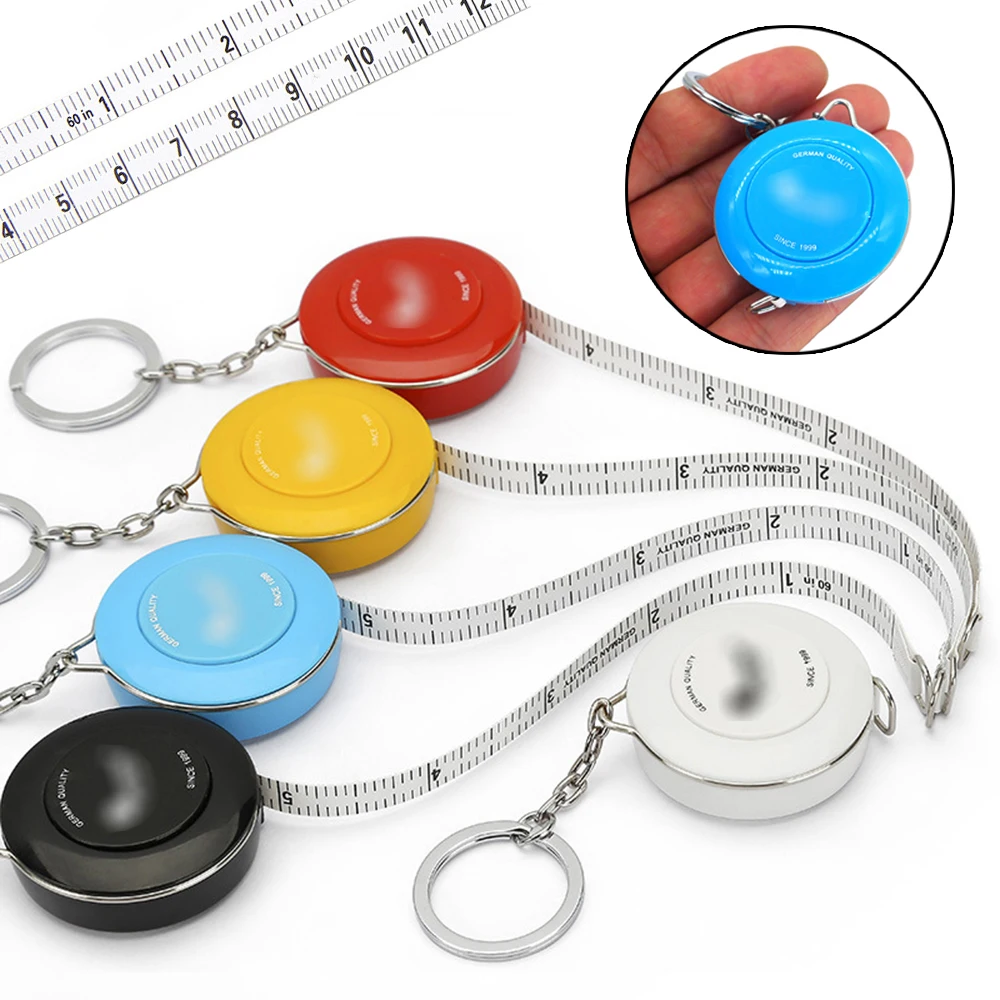 1.5m Double Scale Portable  Tape Measure With Keychain Soft Tape Measure  for Weight Loss Medical Body Measurement  Tailor  Tool