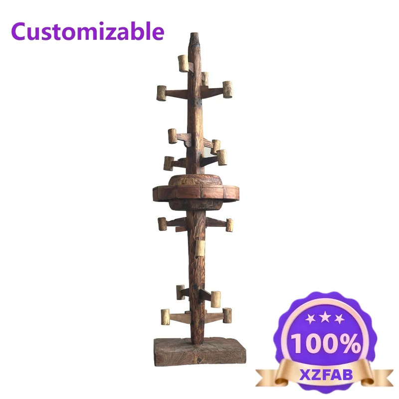 Factory Direct 2026 Customized wabi-sandy wind solid wood piles, living room sofa decoration ornaments, home bed and breakfast f