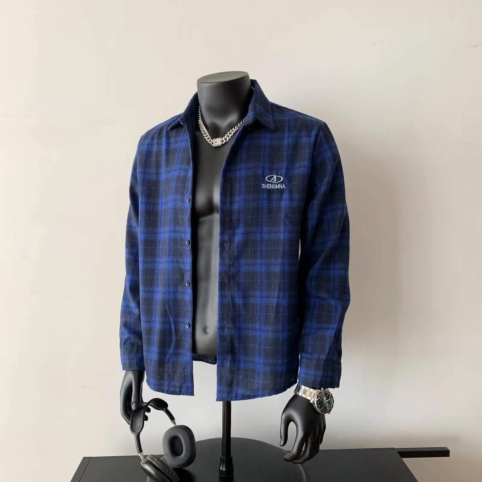 

Autumn Winter Large Size Men's Long Sleeve Flannel Plaid Shirt Loose Fit Blue Outerwear Breathable Citywalk Polyester Fiber