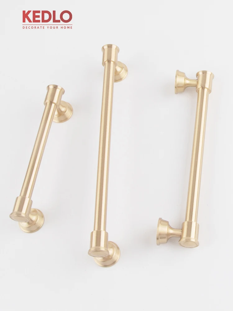 KEDLO Solid brass modern simple luxury brushed brass gold handle kitchen cabinet drawer Pull handle