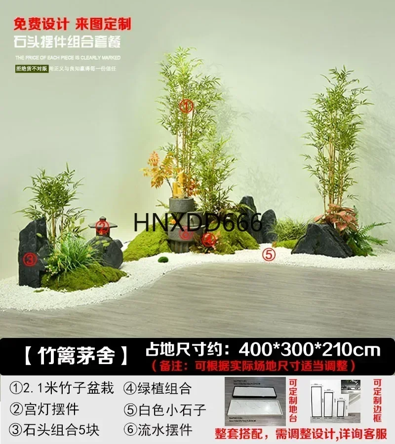 A48 Indoor landscaping simulation bamboo green plants Chinese-style flowing water ornament floor ornament under the stairs