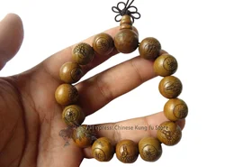 1.5cm Sandalwood Shaolin Monk Buddhist Prayer Beads Bracelet