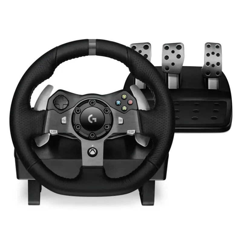 Originale Logitechs G920 Driving Force Racing Wheel e pedali da pavimento, Real Force Feedback, paletta in acciaio inossidabile