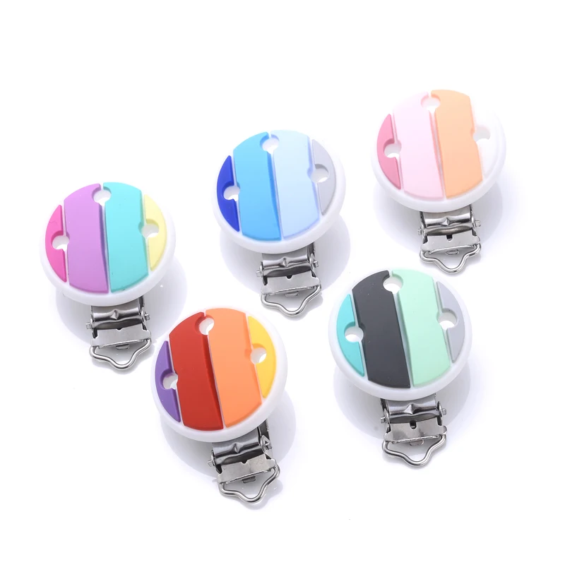 3Pcs 35x51mm Round Silicone Baby Pacifier Clip Cartoon Dummy Clip For Baby Nipple Chain Making DIY Pacifier Chain BPA-Free