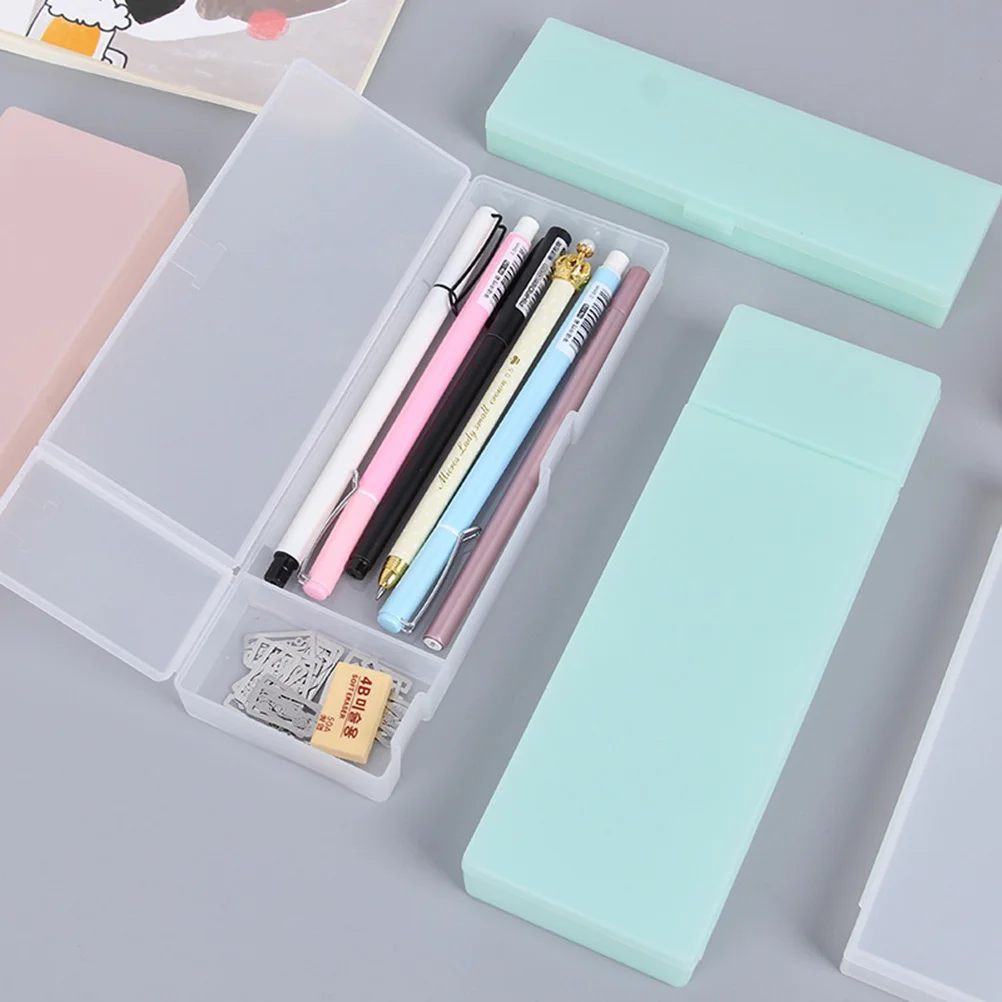 

3Pcs Plastic Transparent Pencil Box Wearproof Stationery Case Gift School Supplies Pen Holder Organizer Pencil Case