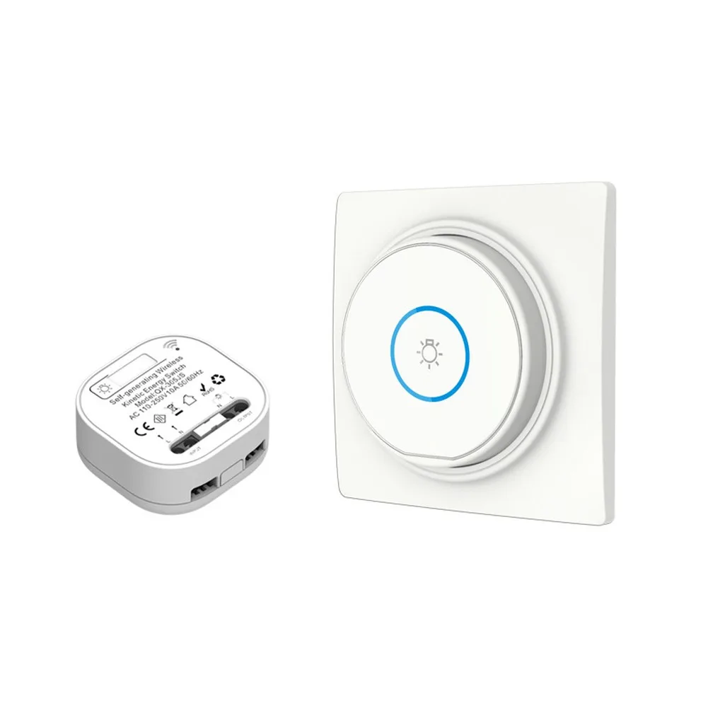 Wireless Light Switch Set 250V No Battery Needed Receiver 10A RF433 Wireless Signal Range for Lighting and Appliance Control