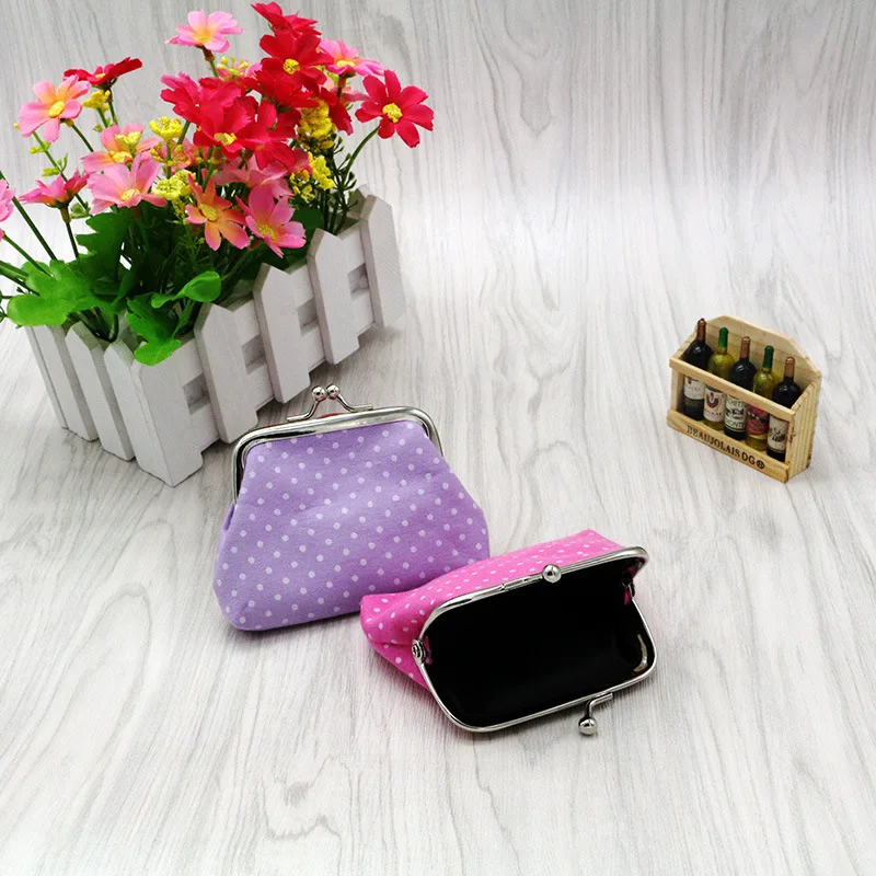 Bolsas de moedas senhora pequena carteira para mulheres padrão de pontos mini ferrolho moedas bolsas de mudança de dinheiro bolsa de tecido de algodão carteira feminina