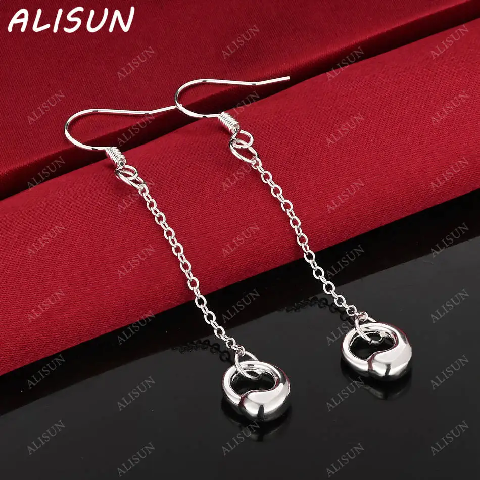 

ALISUN 925 Sterling Silver Round Earrings Drop Earrings Charm Trend Birthday Gifts Fashion Party Fine Jewelry