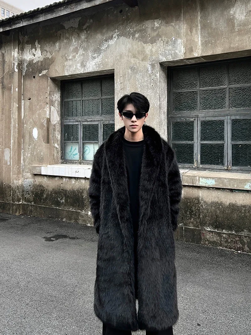 

Big Collar Environmentally Friendly Fox Fur Autumn and Winter New Thick Long Casual Men's Coat Trendy Faux Fur Jacket