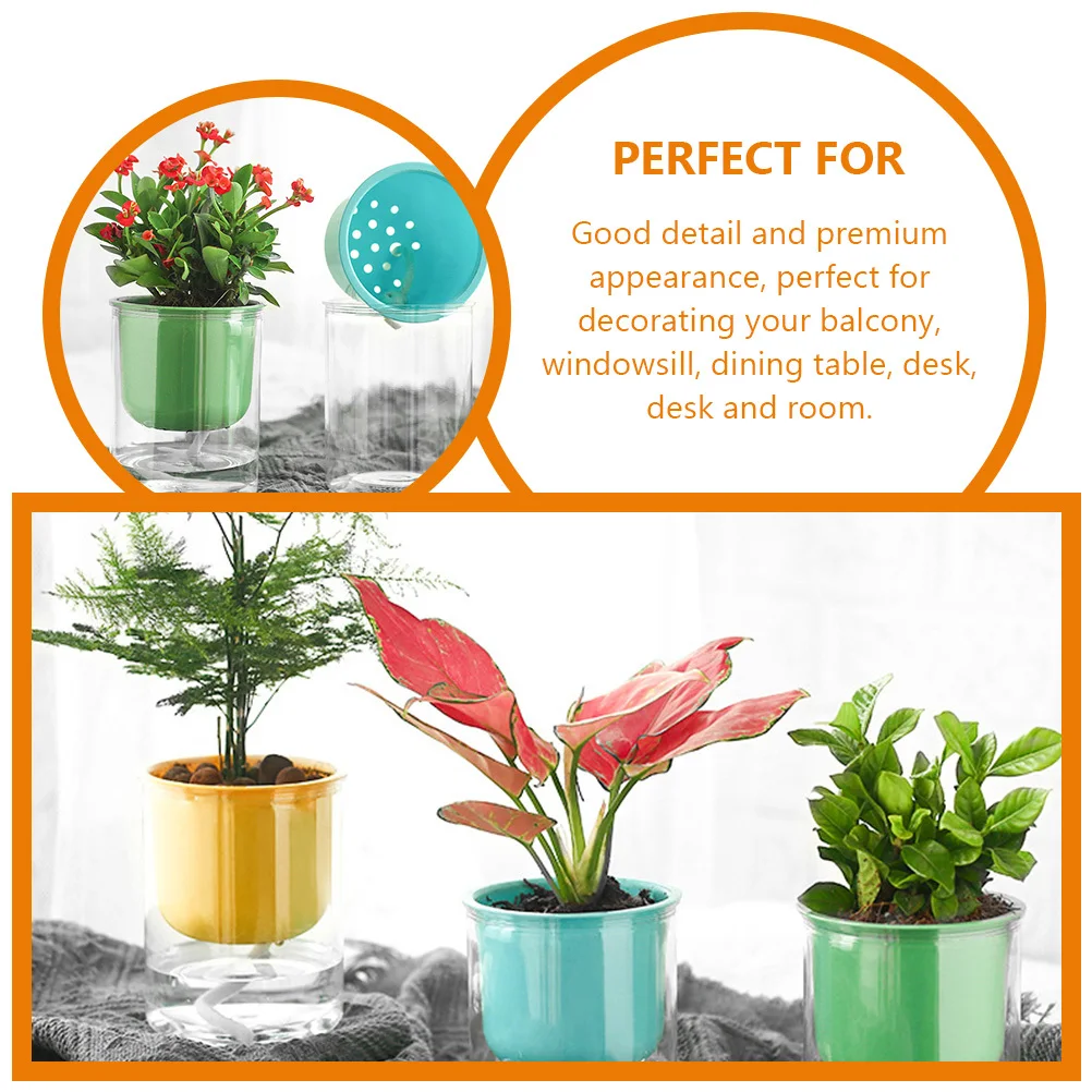 

3Pcs Self Watering Flower Pots Creative Plastic Planter for Indoor Outdoor Plants Automatic Absorption Pot for Home Balcony