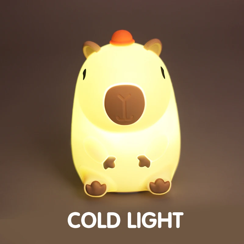 ضوء ليلي لطيف من كابيبارا - مصباح قابل لإعادة الشحن عبر USB من السيليكون الكرتوني مع مؤقت وخافت - ديكور غرفة نوم الأطفال، هدية للأطفال