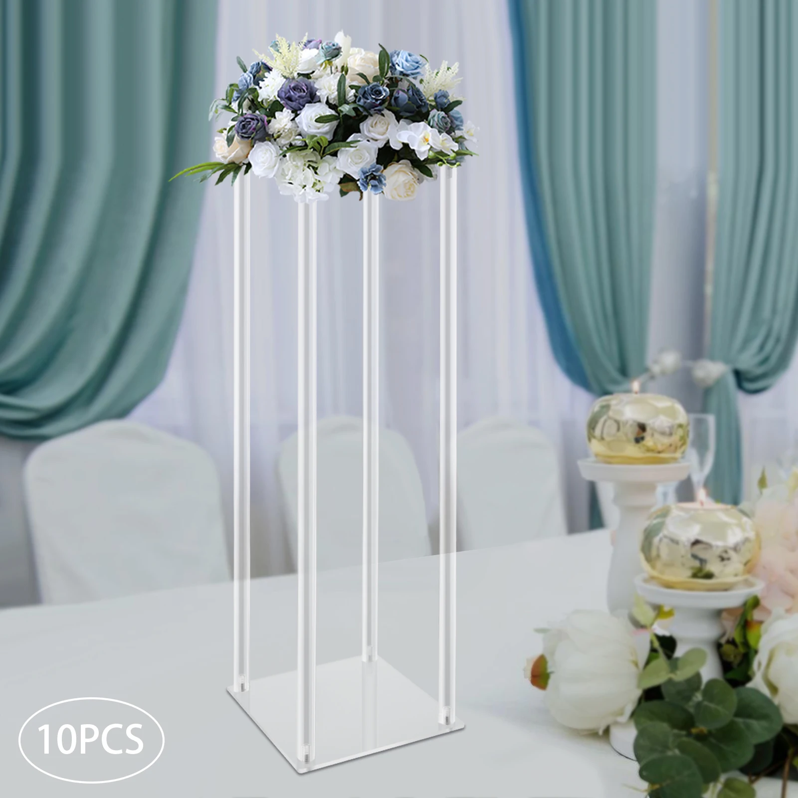 Acrylic Vase Wedding Centrepieces, 10 Pcs Clear Column Flower Display Stand, Geometric Display Stand for Home Decor