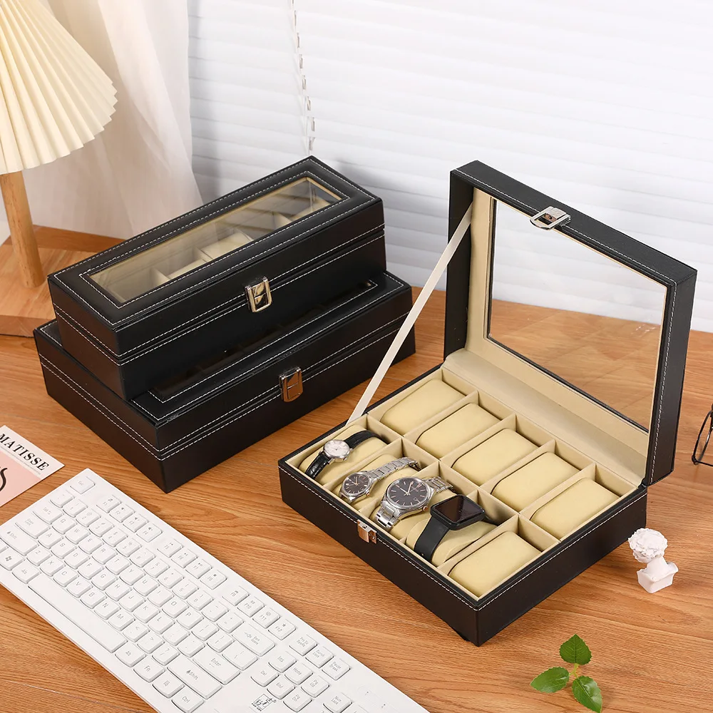 

WELLZONE 2/6/10/12/20 Positions Classic Style Flip Cover Watch Case Dust-Proof Watch Case With Lock