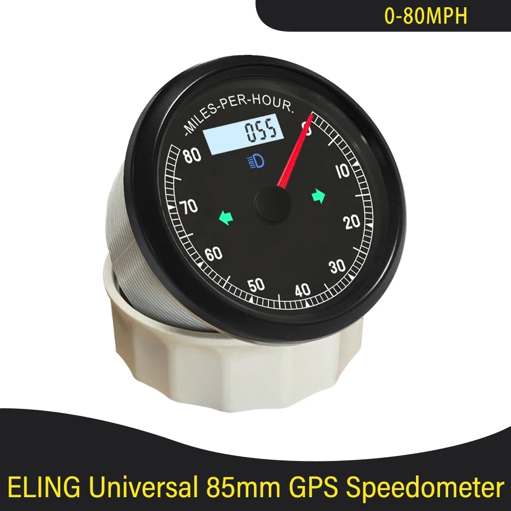 

Waterproof Universal 85mm GPS Speed Gauge Meter 0-80MPH 150MPH Odometer Adjustable with Backlight for Car Truck Boat Yacht 9-32V
