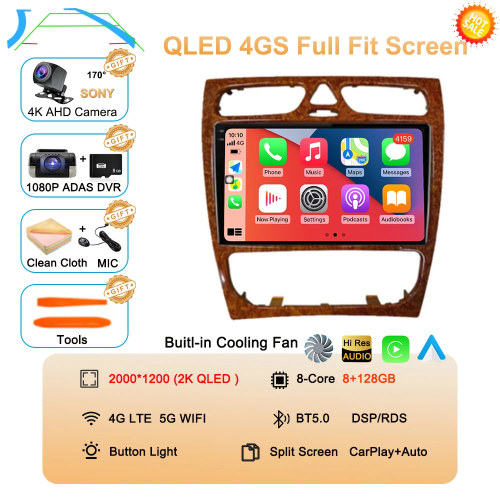 Android 16 autoradio multimediasysteem voor Mercedes Benz W203 Vito W639 Vaneo CLK W209 W210 CarPlay navigatie GPS 4G BT