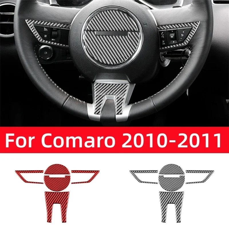 Real Carbon Fiber for Chevrolet Camaro 2010 2011 Accessories Interior Car Steering Wheel Panel Trim Cover Decoration Sticker