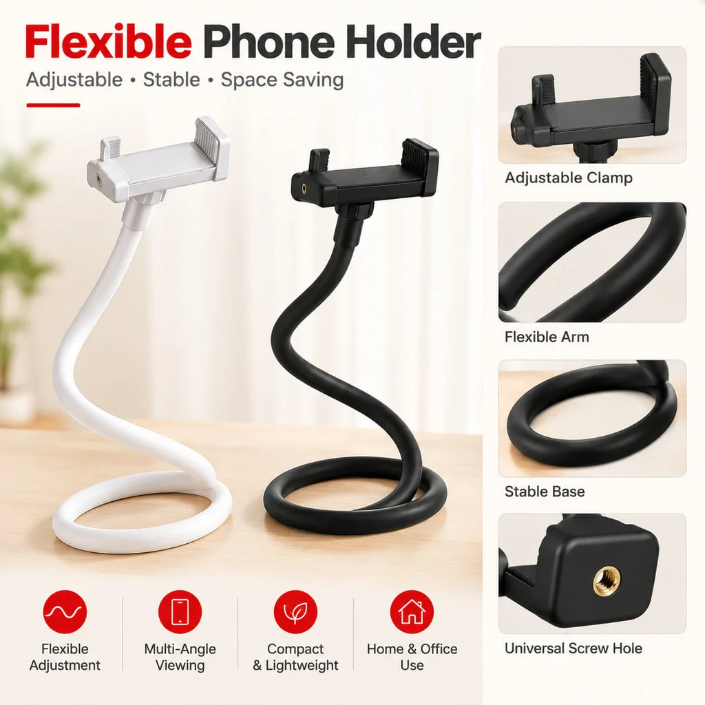 PINMOAP Flexible Monitor Stand Phone Holder Camera Mount Adjustable Baby Monitor Clamp for Desk Bedside Office and Streaming