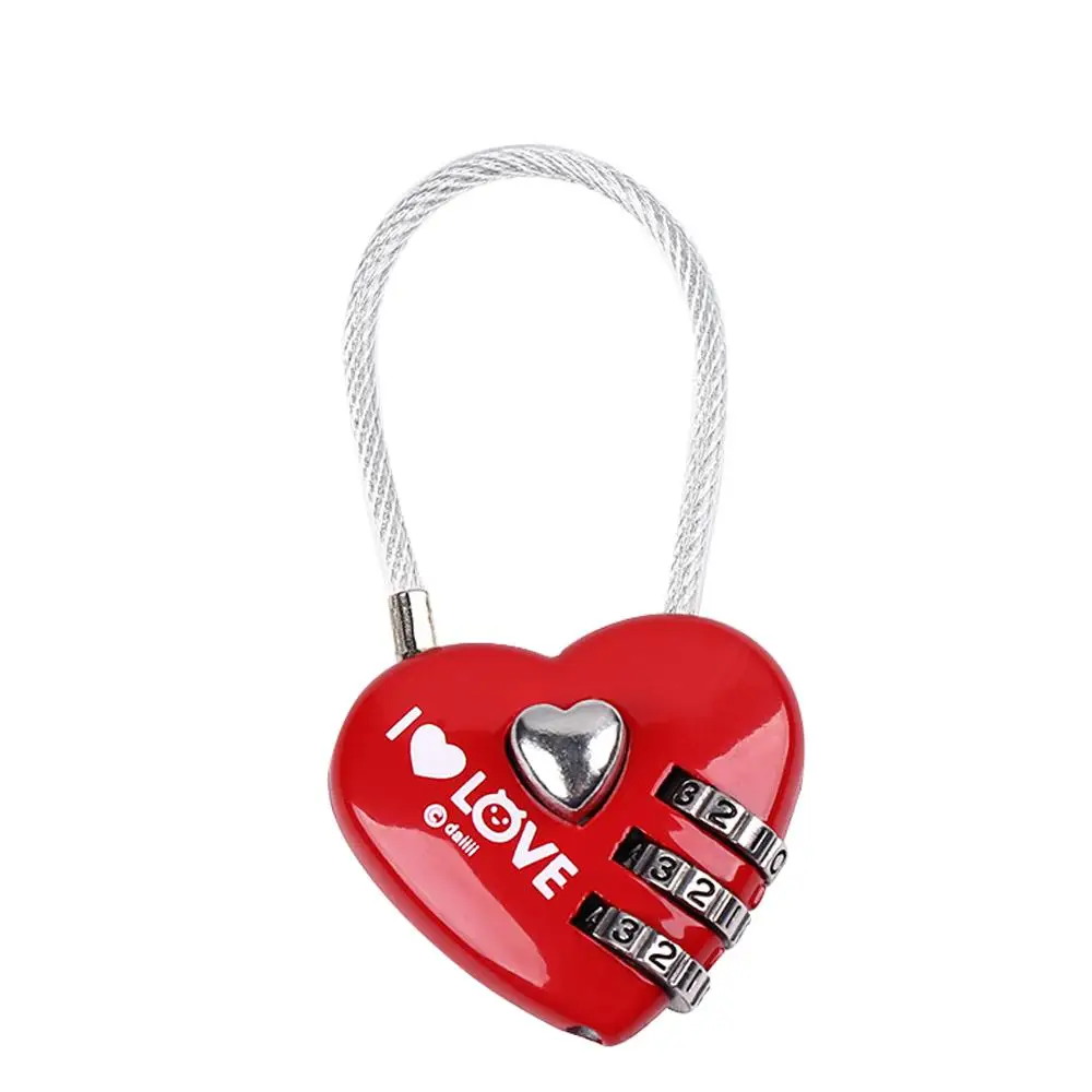 Coded Suitcase Alloy Red Password Shape Mini Shaped Padlock Lock Love Heart Lock Digital Lock
