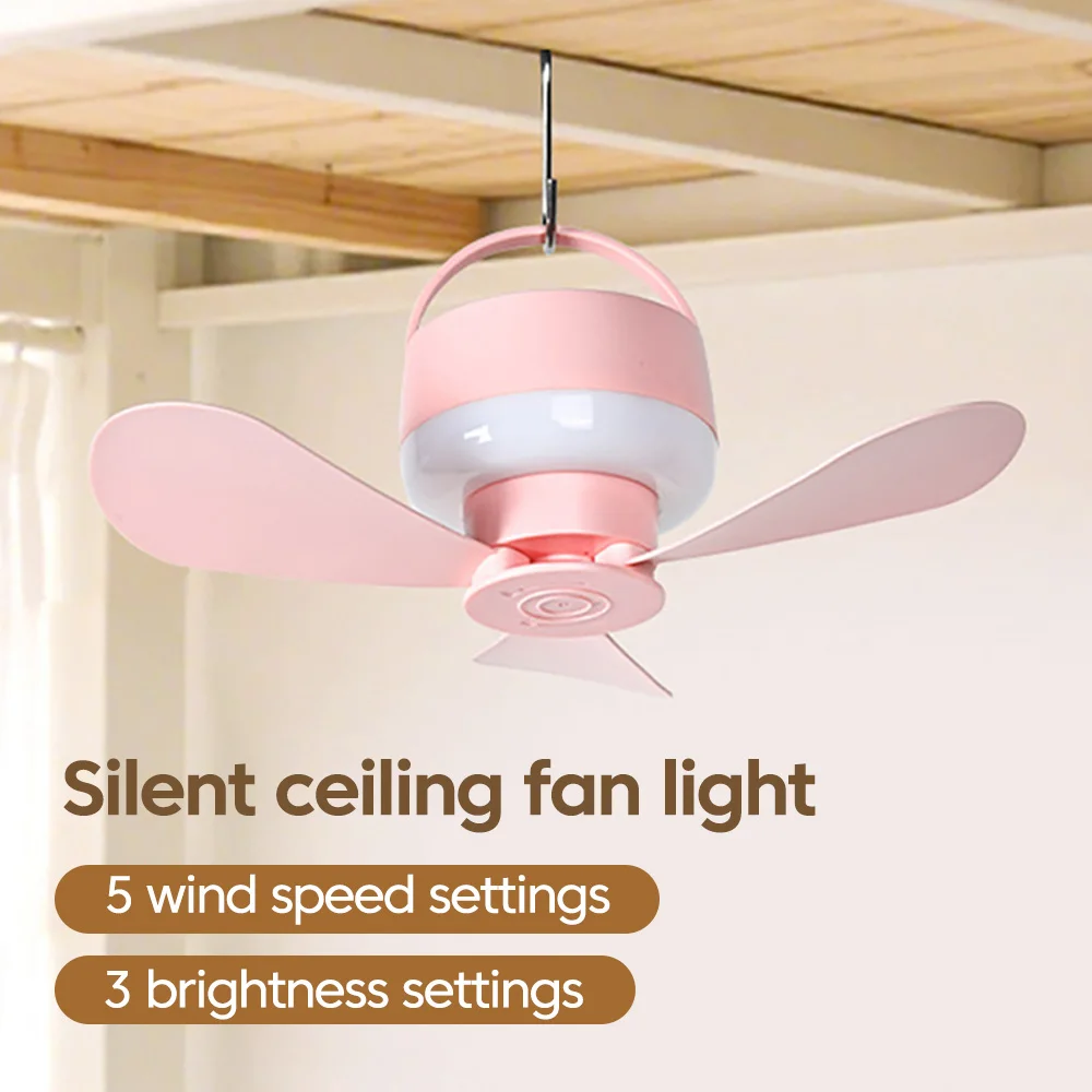 Portable Small Ceiling Fan With Remote Controlled Type C Rechargeable Hanging Fan Household Outdoor Camping Student Dormitory