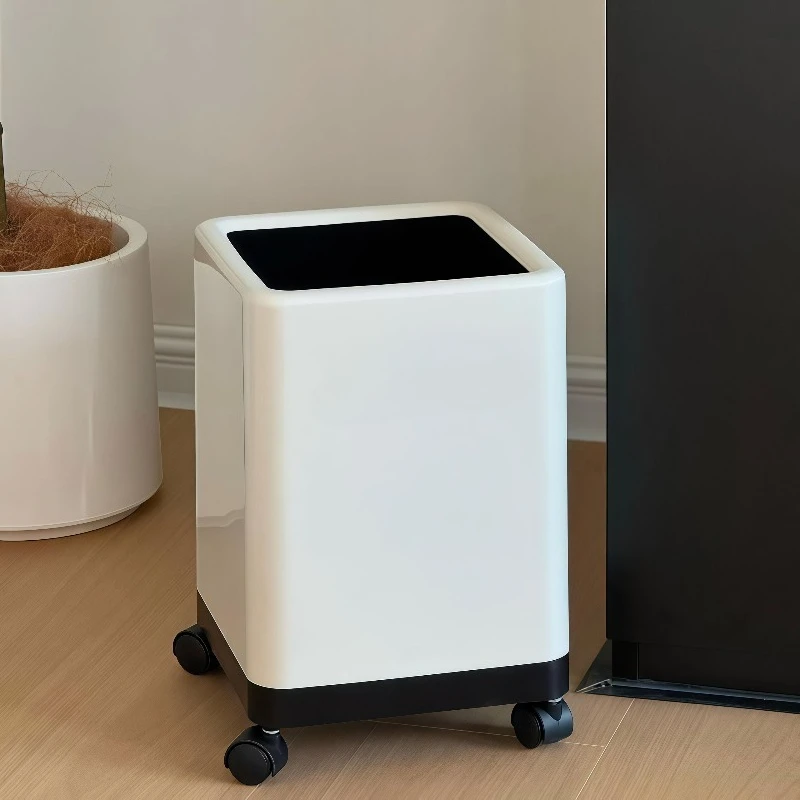 

Square removable trash can household no-bend living room with cover pulley trash can