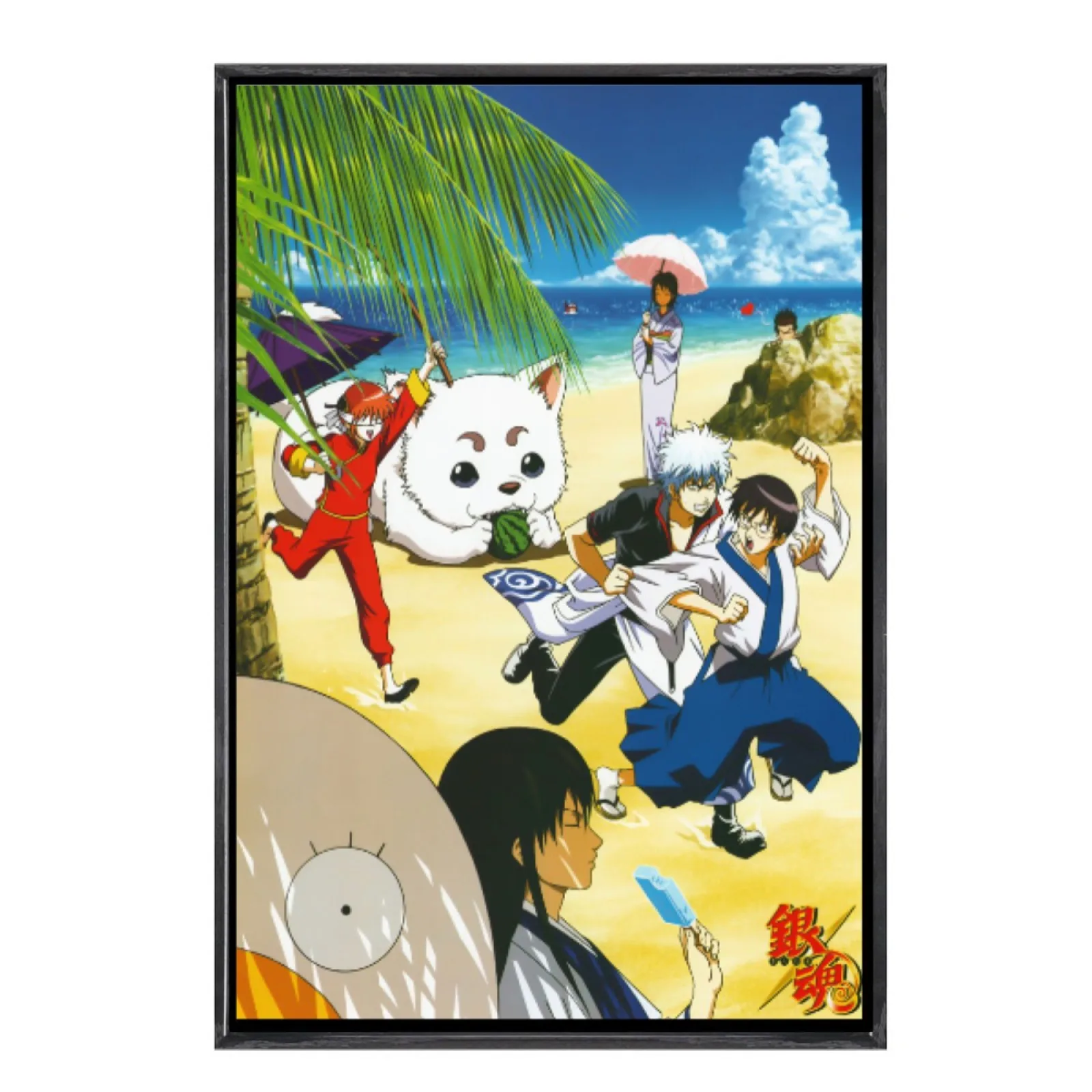 

Японская манга, мультиразмерный холст, постер в двойной рамке, настенное искусство, домашний декор Гинтама для гостиной, спальни