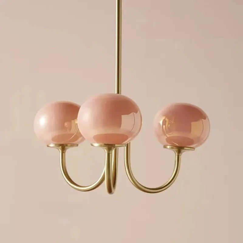 Minimalist Cream Sweet Magic Bean Pink Glass LED Creative Pendant Light for Kids Childrens Room Bedroom Decor Room Decor