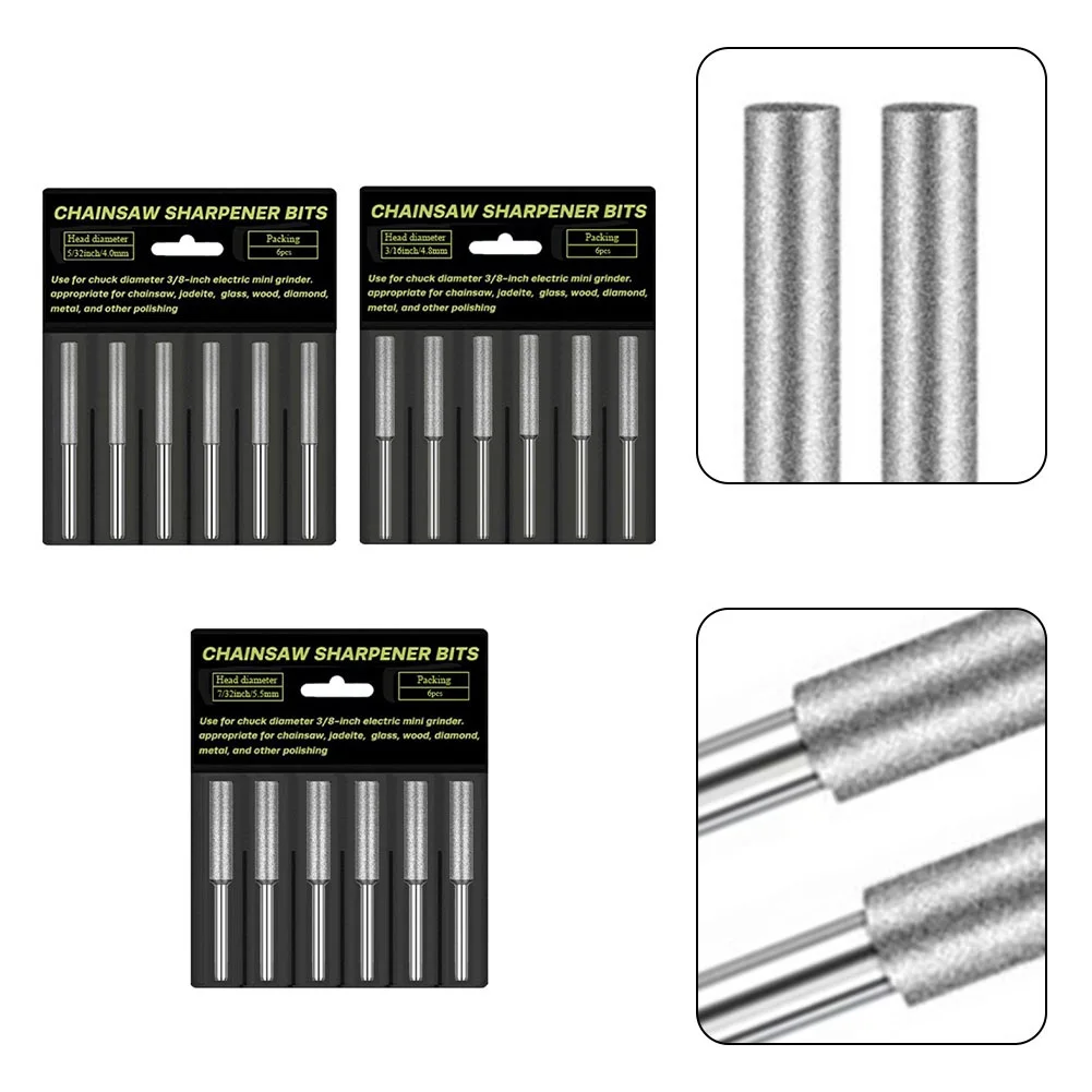 Imagem -03 - Diamond Coated Cylindrical Burr Chainsaw Sharpener Stone File Chain Sharpening Carving Grinding Tool mm 4.5 mm mm 4.5 mm 5.5 mm Pcs