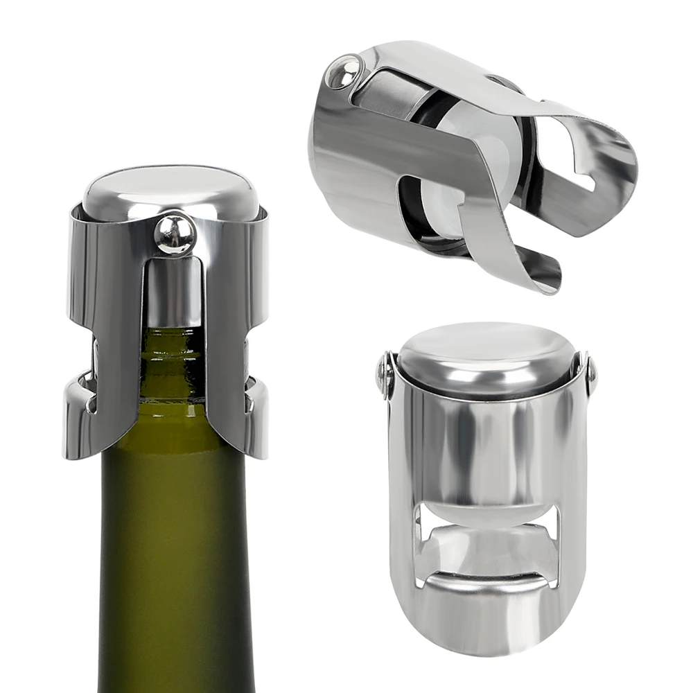 1PC Stainless Steel Champagne Sparkling stopper Wine Bottle Stopper Sealing Bottle Cap Wine Beer Bottle Cork Plug Bar Tools