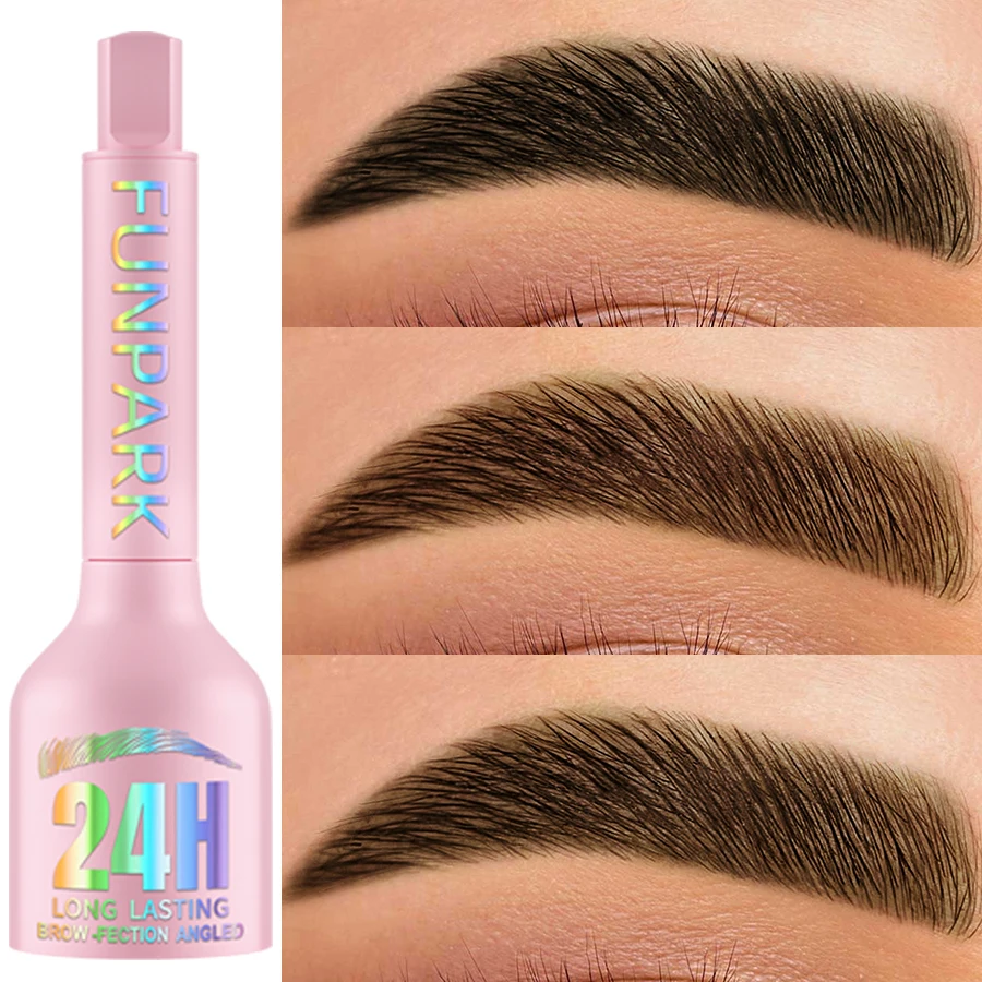 Matita per sopracciglia colorante 3D Hairling Anti-sbavature Impermeabile 3 colori Pennello marrone nero Potenziatori per sopracciglia naturali selvatici Trucco in crema