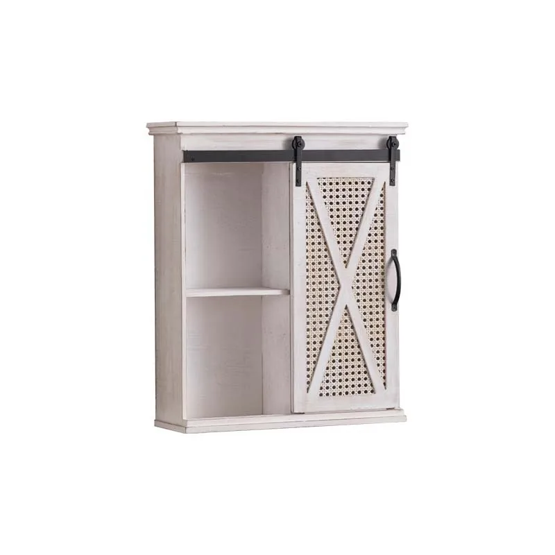 

Retro wooden wall decoration rack, old wall shelf, simple multi-functional balcony rattan storage
