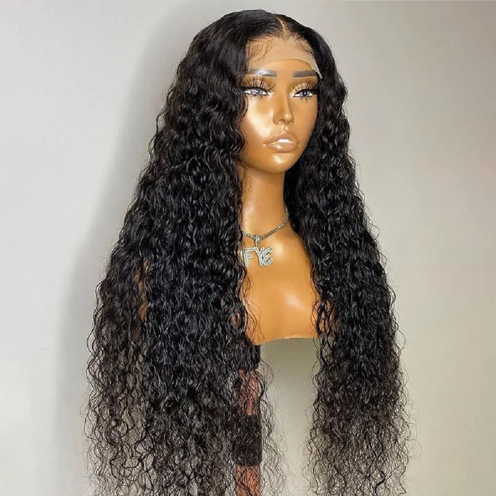 Soft 180 Density PrePlucked Deep Long Glueless Black 26 inch Kinky Curly Lace Front Wigs For African Women Babyhair Daily