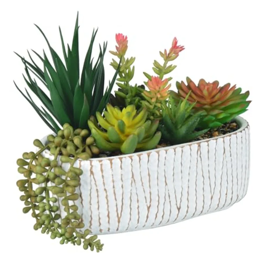 

Искусственные комнатные растения - 8,7-дюймовые разнообразные искусственные суккуленты в горшках для декора офисного стола и украшения ванной комнаты - маленькие