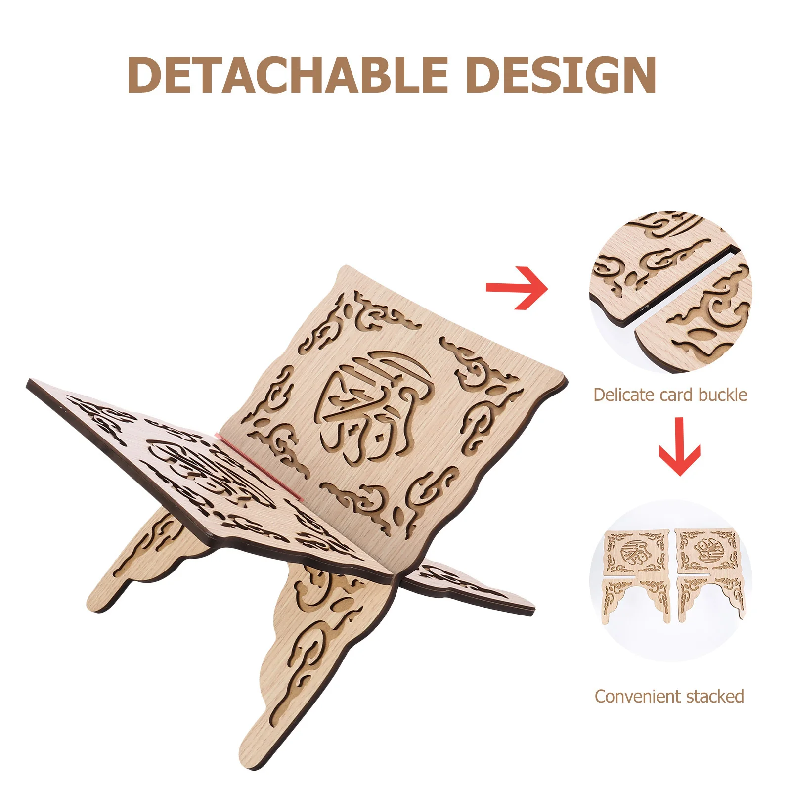 

Islamic Book Stand Wooden Holder Display Religious Festival Decoration Unique Work Intense Atmosphere Book Stand