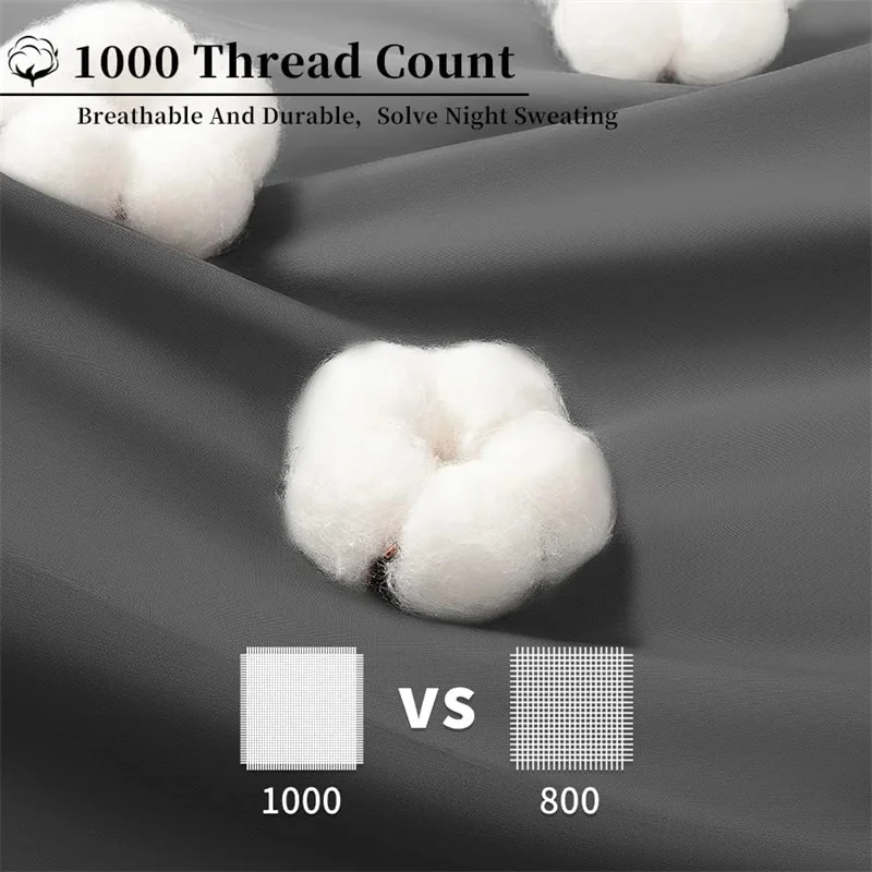 100% Egyptian Cotton Queen King Size Bed Sheet Set 1000 Thread Count Ultra Soft Flat Sheet Fitted Bed Sheet Pillowcase Durable