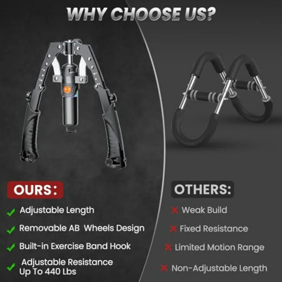 مدرب ذراع تويستر، معدات تمرين الصدر الهيدروليكية 3 في 1 مع عجلات وخطافات أسطوانية قابلة للتعديل 22-440 رطلًا #6