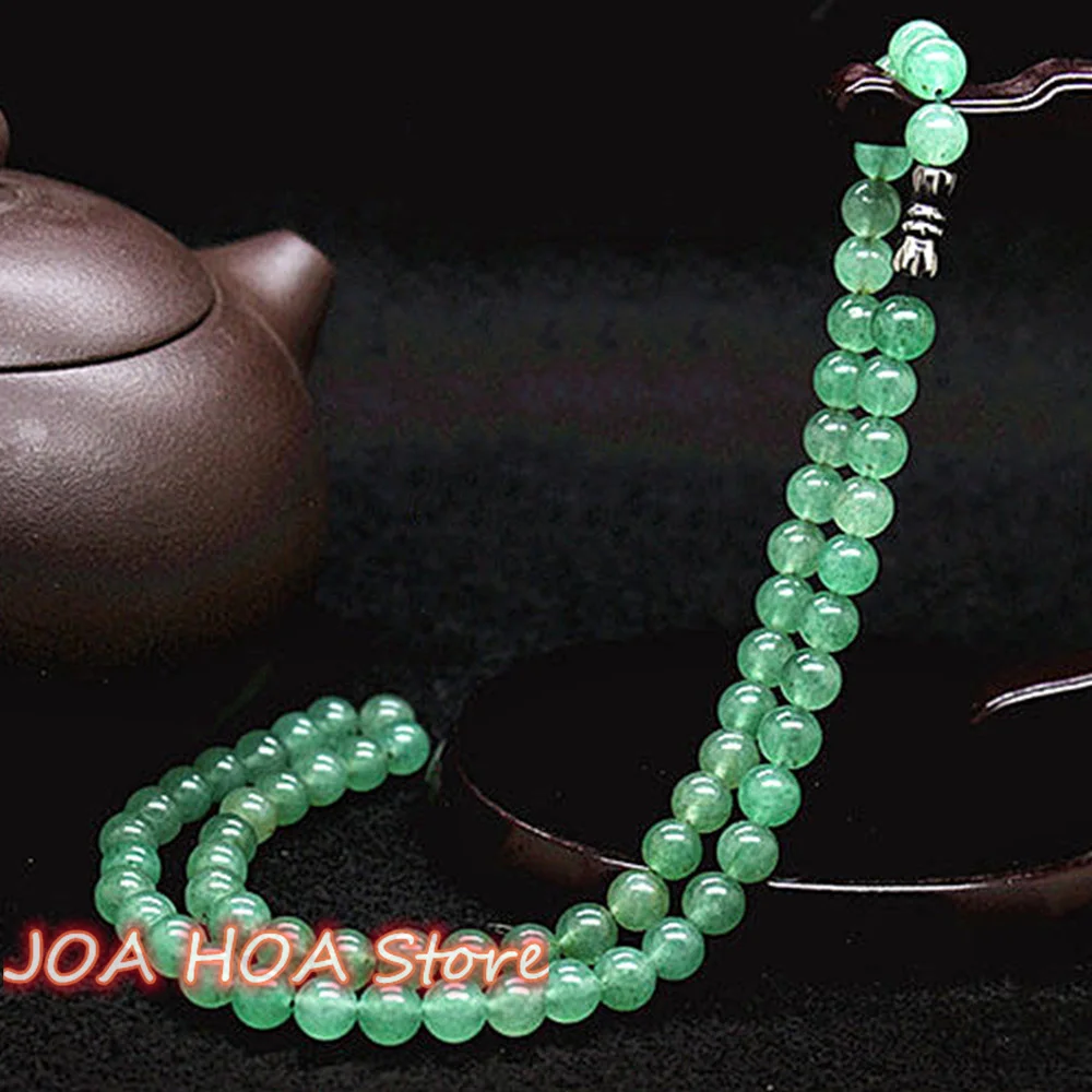 

Natural Tanglin Jade Round Beads Chain Necklace Men and Women Fine Jewelry