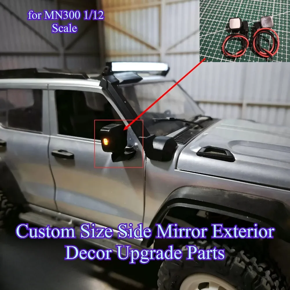 For MN300 1/12 Scale Custom Size Side Mirror Exterior Decorative Upgrade Mod Parts RC Crawler Simulation Spare Accessory(a pair)