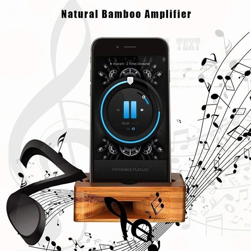 Phone Holder Stand Amplifier Cell Speaker Wooden Desk Wood Bamboo Sound Mobile Bracket Desktop Tablet Car Shower Cellphone Dock