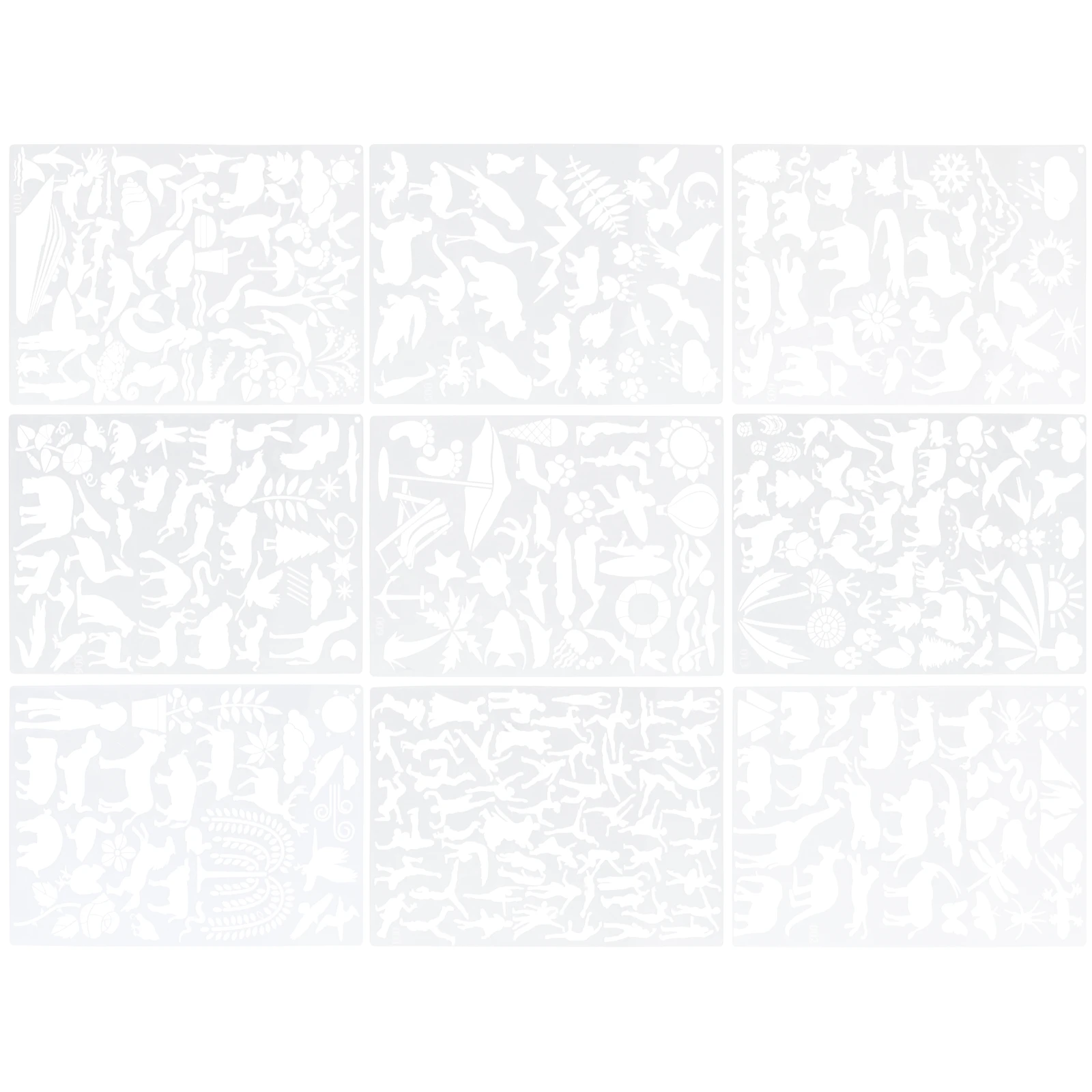 

9 Pcs Doodle Animal Template Drawing DIY Painting Stencil Spray Stencils White Graffiti