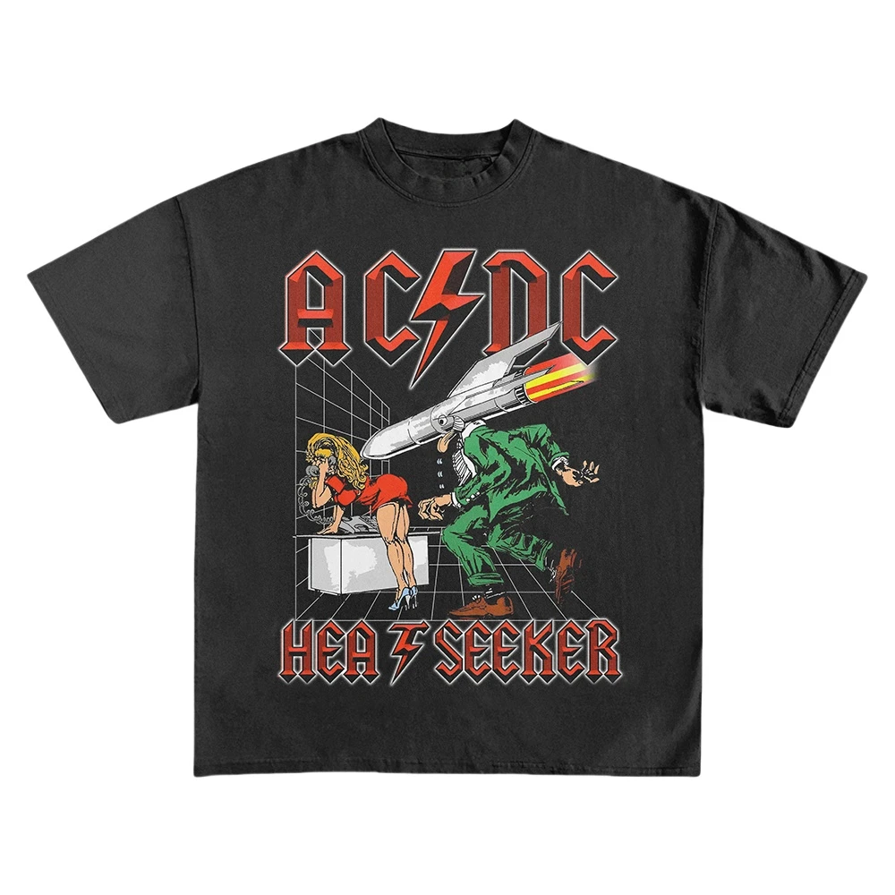 

AC Metal Rock Band T-Shirt Men Women Short Sleeve Cotton Tees Hip Hop Retro Brand T-Shirt Men's Women's Clothing Summer Y2k Tops