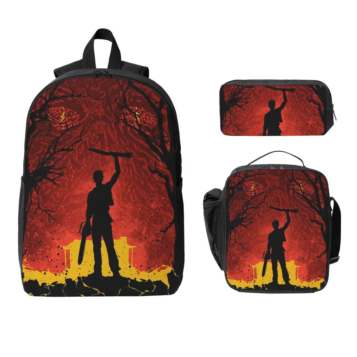 Ash Evil Dead Backpack Boys Girls BookBag School Bag Laptop Shoulder Bags 3ps Insulated Lunch Bag Pencil Case