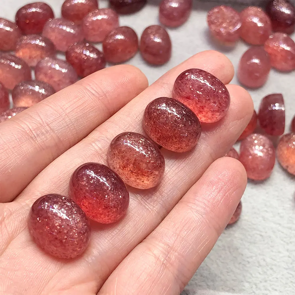 

5pcs/Lot Red Strawberry Quartz Crystals Oval Cabochon Natural Stone Crystal Stones Gemstone DIY Home Decoration Energy Chakra