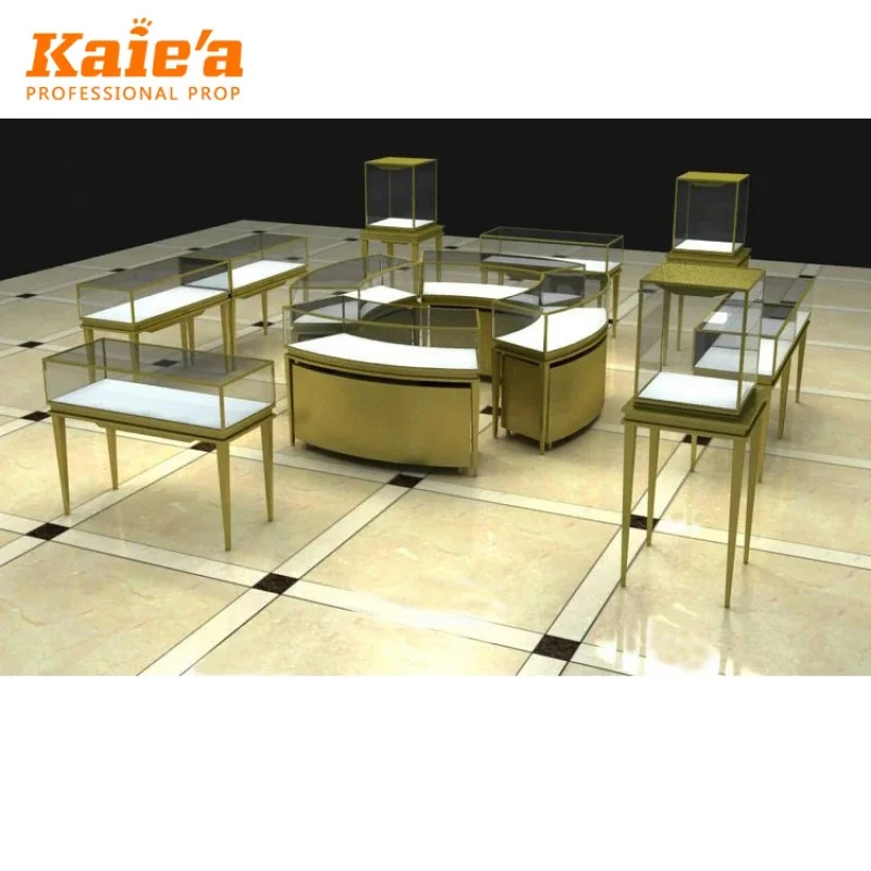 custom.Customize Glasses Stock Jewelry Display showcase Stainless Steel with Led Lights High End Jewelry Display Cabinet