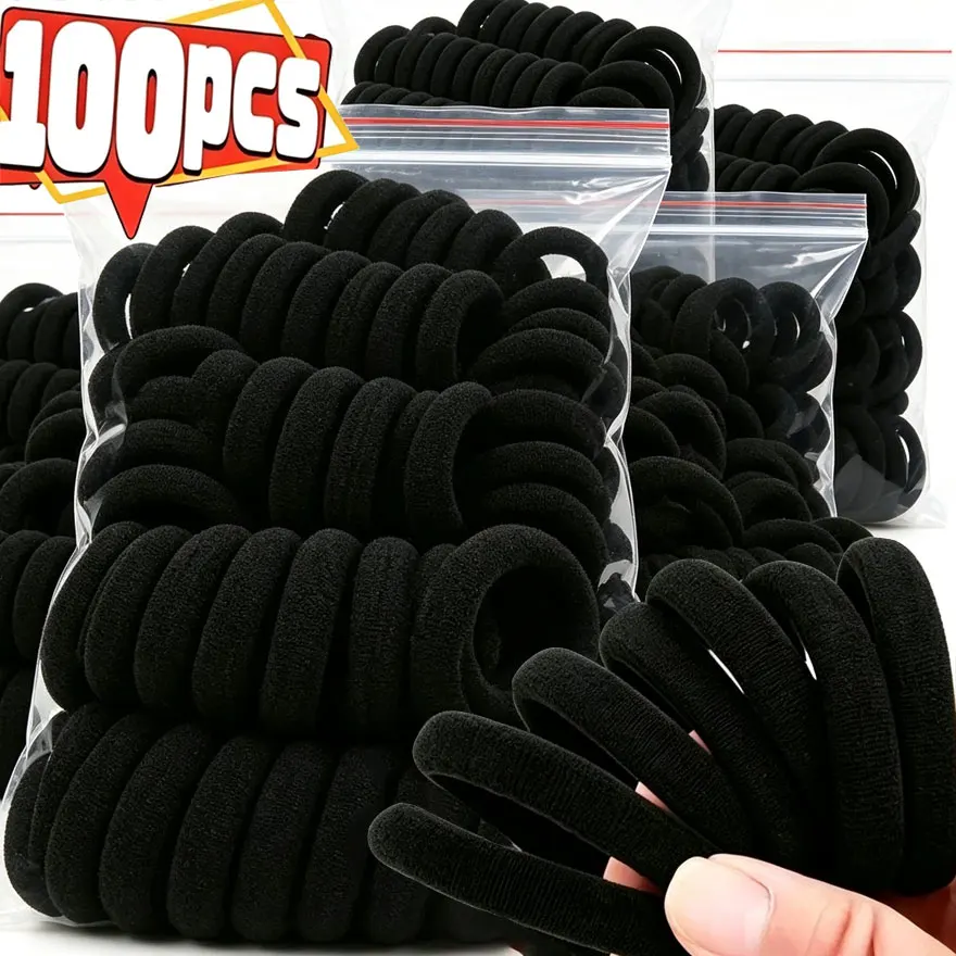 10-100pcs High Elastic Hair Bands for Women Girls Black Basic Hair Tie Headband Simple Ponytail Holder Headwear Hair Accessories