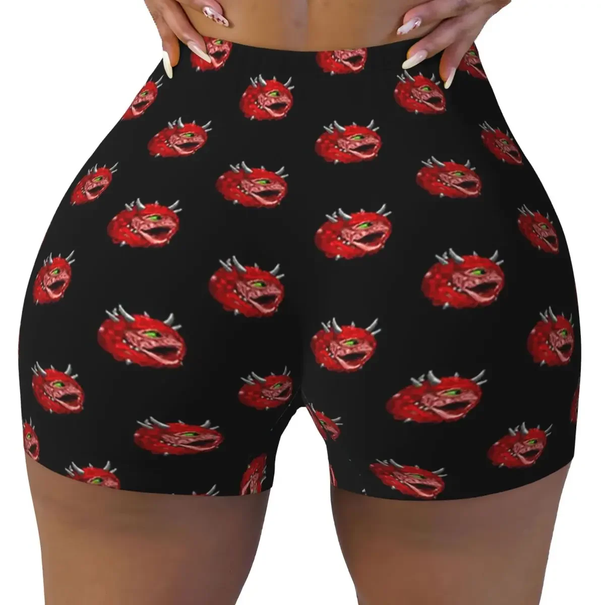 Custom Cacodemon Poggers Women Gym Workout Running Shorts Athletic Volleyball Biker Yoga Shorts