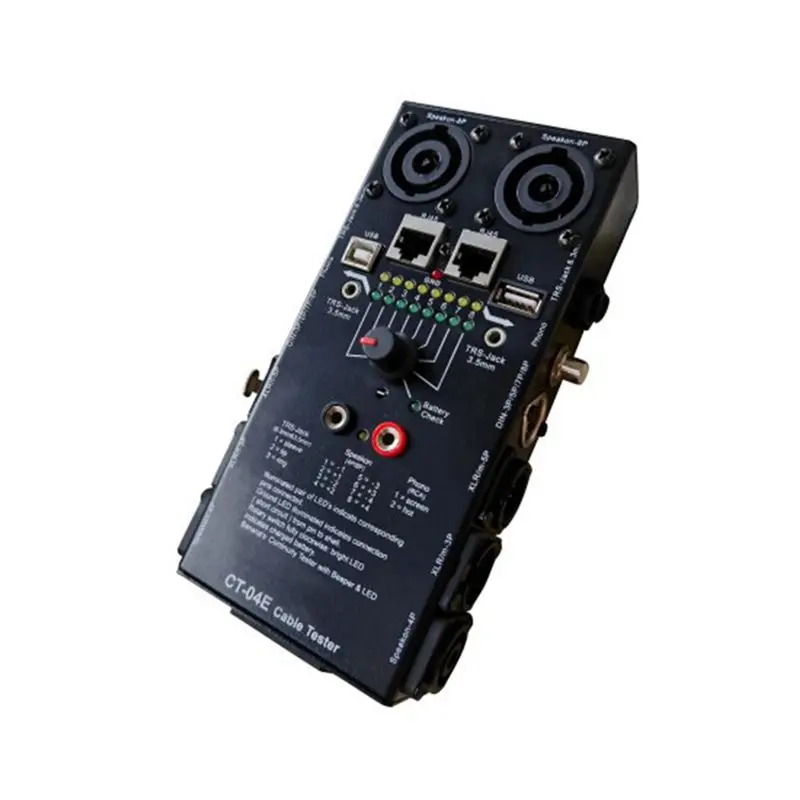 A13E-CT-04E Multi-Function Cable Tester Line Meter XLR Signal Line Meter Rj45 Cable Tester 8P Speakon Line Tester