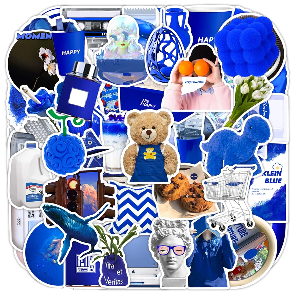 

10/30/50pcs Ins Style Blue Girls Stickers DIY Art Aesthetic Sticker Decoration Laptop Bottle Car Scrapbook Suitcase Decals Pack