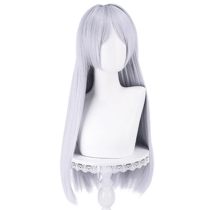 Halloween & Cos Convention Wig 2025 - Frieren Silver Long Straight Hair, Realistic Scalp Top Extended Costume Cosplay Hair