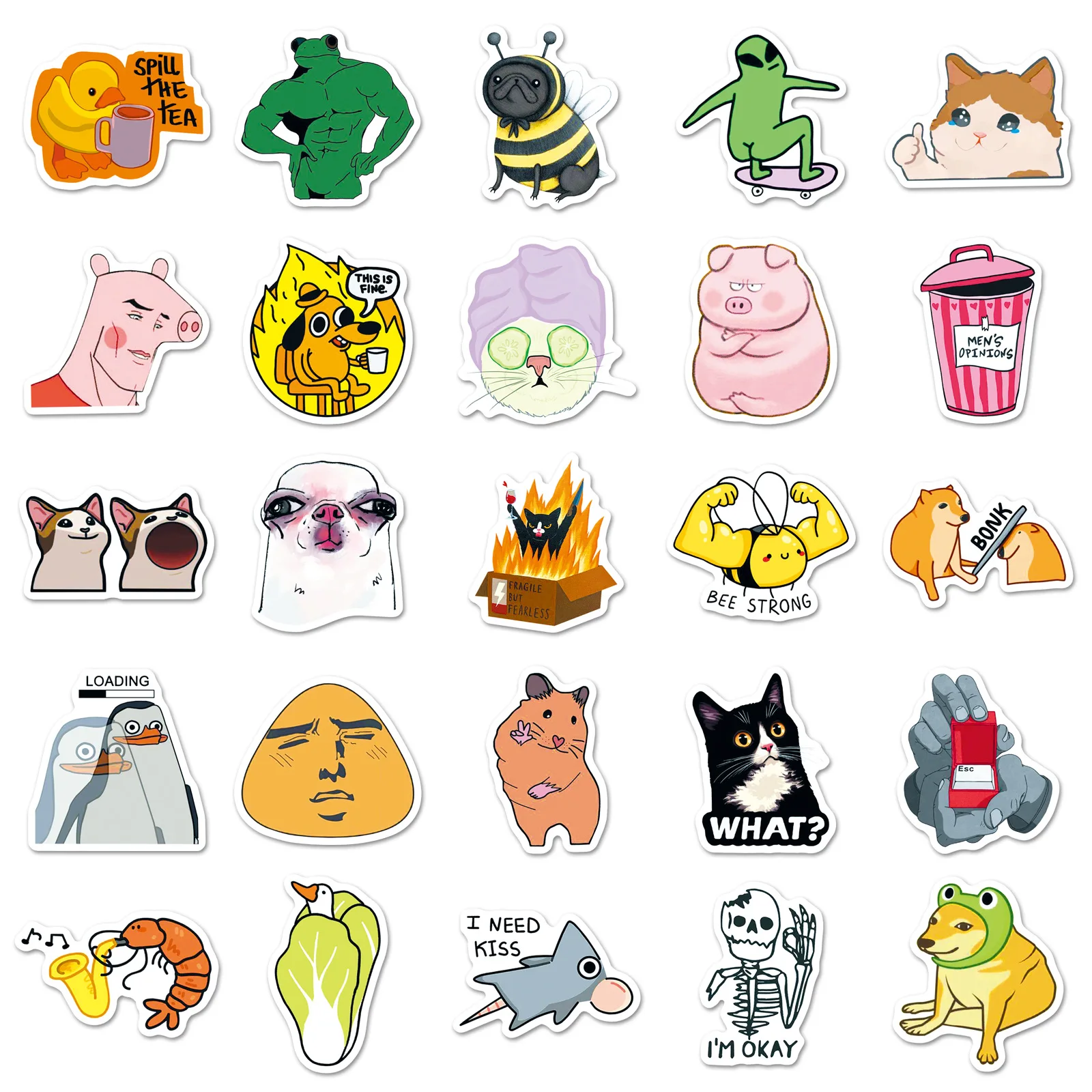 50 pezzi divertenti adesivi graffiti MEME stile europeo e americano decalcomania del fumetto bagagli fai da te telefono chitarra tazza scrapbook giocattoli per bambini
